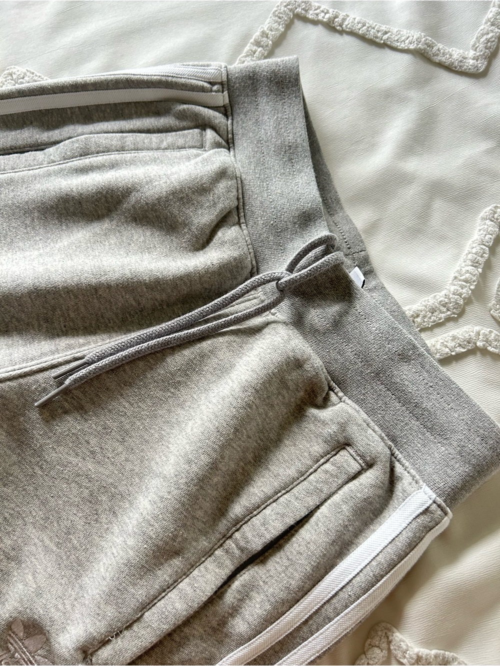 adidas Light Gray Joggers with White 3-Stripes - Picture 4 of 10
